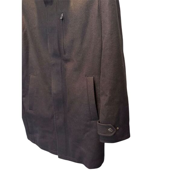 Perry Ellis Men's Black Wool Blend Overcoat Size M Stand-Up Collar - Picture 3 of 15